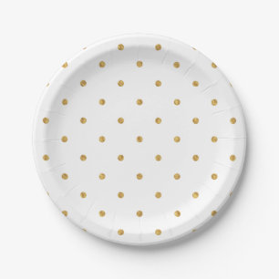 Prato De Papel Elegantes Pontos de Folha de Ouro Metalizados Anfi