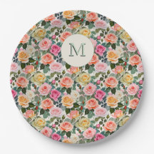Elegantes Rosas de Jardim Florais Monogramadas Bon