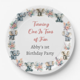 Prato De Papel Elephants & Boho Jungle Flowday