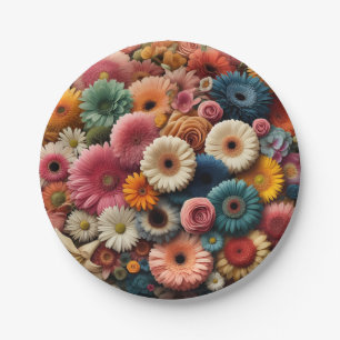 Prato De Papel Eleve Seu Espaço Colorido Gerbera Daisy Floral