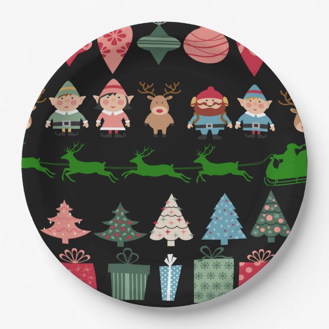 Prato De Papel Elfos de Natal e Mais (Frente)