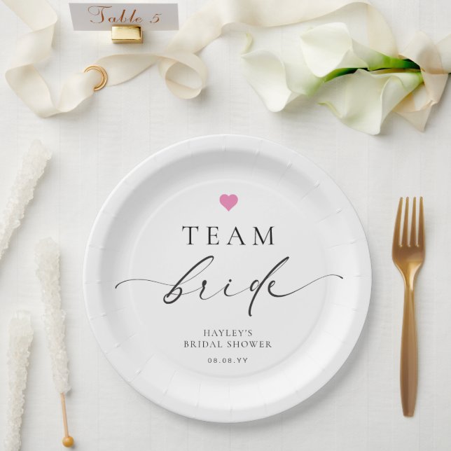 Prato De Papel Ellesmere Minimalist Team Bride (Casamento)