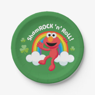 Prato De Papel Elmo Shamrock 'n' Roll Rainbow