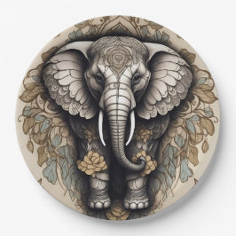 Prato De Papel Elphant Mandala