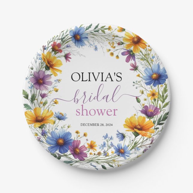 Prato De Papel Em Bloom Wildflower Chá de panela (Frente)