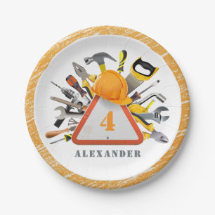 Prato De Papel Em Construção Boy Tools Festa de aniversário