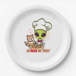 Prato De Papel Em Pizza Nós Confiamos Arte de Chef Alienígena