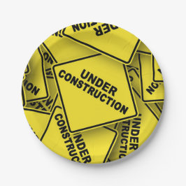 Prato De Papel Em Sinais De Construção