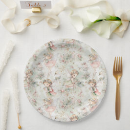 Prato De Papel em um campo de flores menina borboleta em uma coro