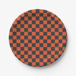 Prato De Papel Ember and ash checkerboard pattern