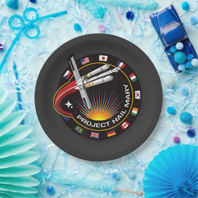 Prato De Papel Emblema de Missão Espacial (Festa)
