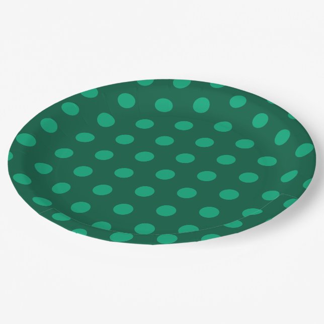 Prato De Papel Emerald Green Polka Dots  (Inclinado)