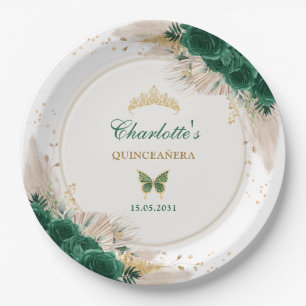 Prato De Papel Emerald Green Quinceanera Princess Miss Quince 15