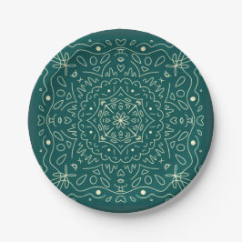 Prato De Papel Emerald Mandala Paper Plates