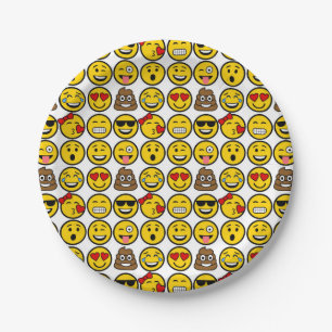 Prato De Papel Emoji Pattern Emotion Faces Divertidos
