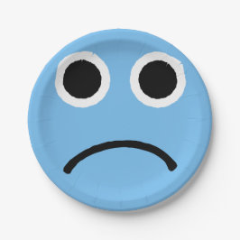 Prato De Papel Emoticon Emoji, Emoticon Azul Triste