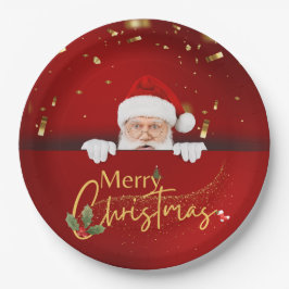 Prato De Papel Encantador Papai Noel Feliz Natal Festivo