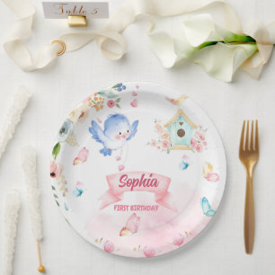 Prato De Papel enchanted butterfly garden paper plate