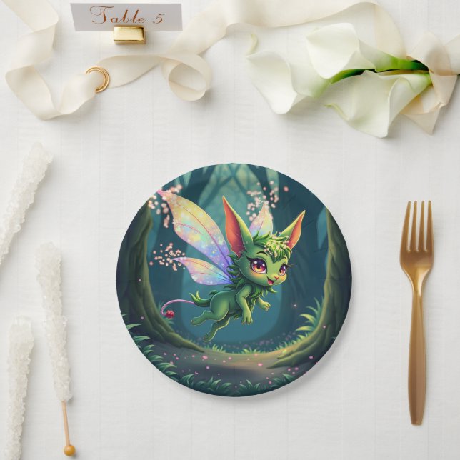 Prato De Papel Enchanted Fairy Critter – Magical Forest Sprite  (Casamento)