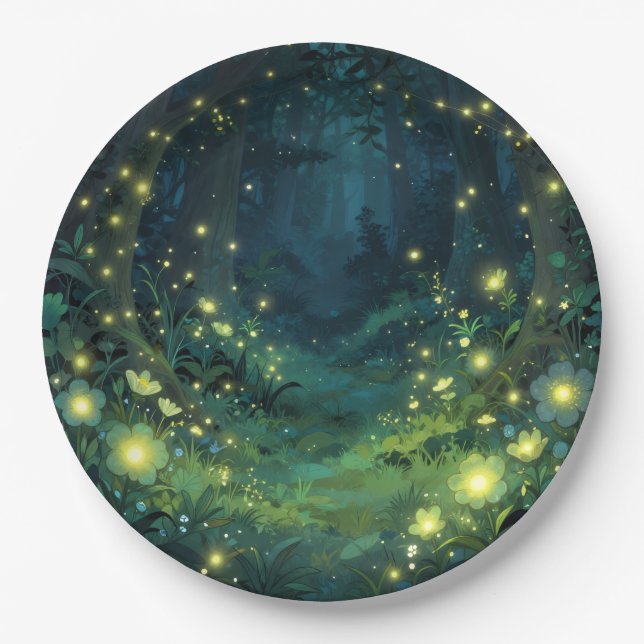 Prato De Papel Enchanted Forest Glow Magical Night (Frente)