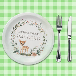 Prato De Papel Enchanting Woodland Deer Baby Shower