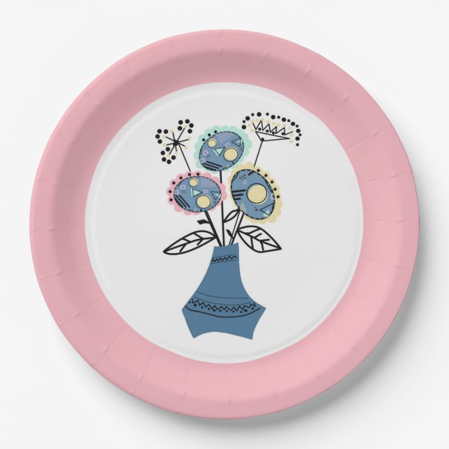 Prato De Papel Enchimento, flores em vaso (Frente)