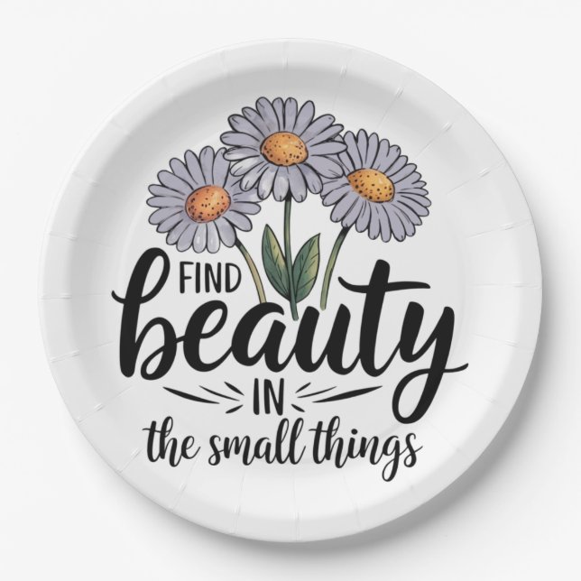 Prato De Papel Encontre beleza nas pequenas coisas (Frente)