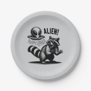 Prato De Papel Encontro de alienígenas, Raccoon Assustado
