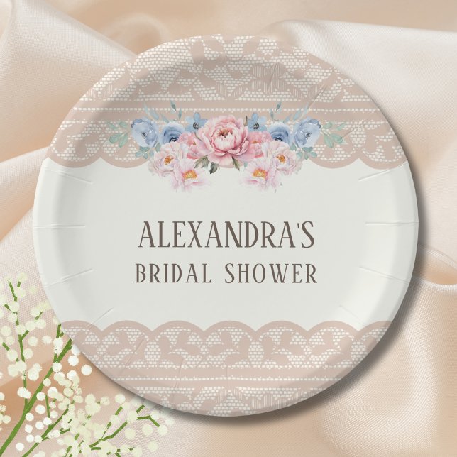 Prato De Papel Encontro de Noiva em Renda Floral Rosa Marfim Anti (Criador carregado)