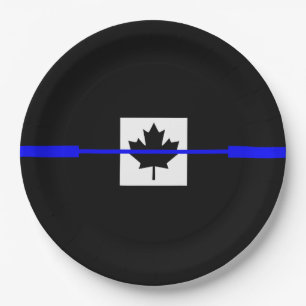 Prato De Papel Ênfase de linha azul fina na bandeira canadense