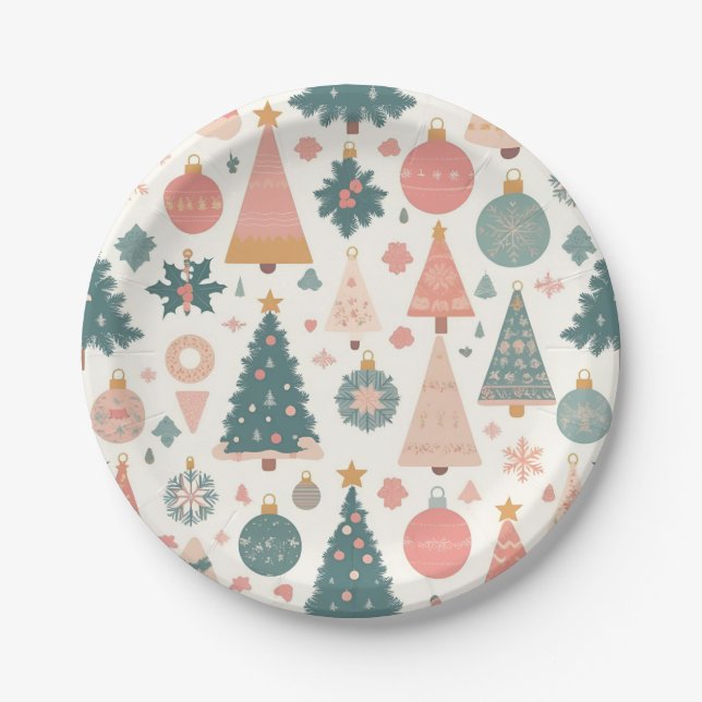 Prato De Papel Enfeites de Natal em Pastel para Árvore de Natal F (Frente)