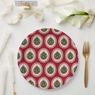 Prato De Papel Enfeites de Natal Vermelhos e Verdes