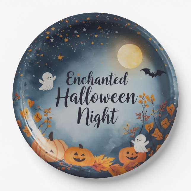 Prato de Papel Enfeitiçada Noite de Halloween – Fa (Frente)