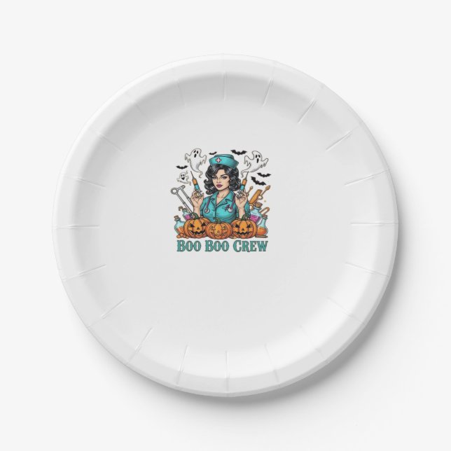 Prato De Papel Enfermeira do Boo Boo Crew com Seringas e Pum (Frente)