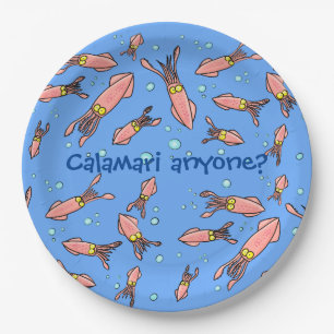 Prato De Papel Engraçada escola de lulas com desenhos animados