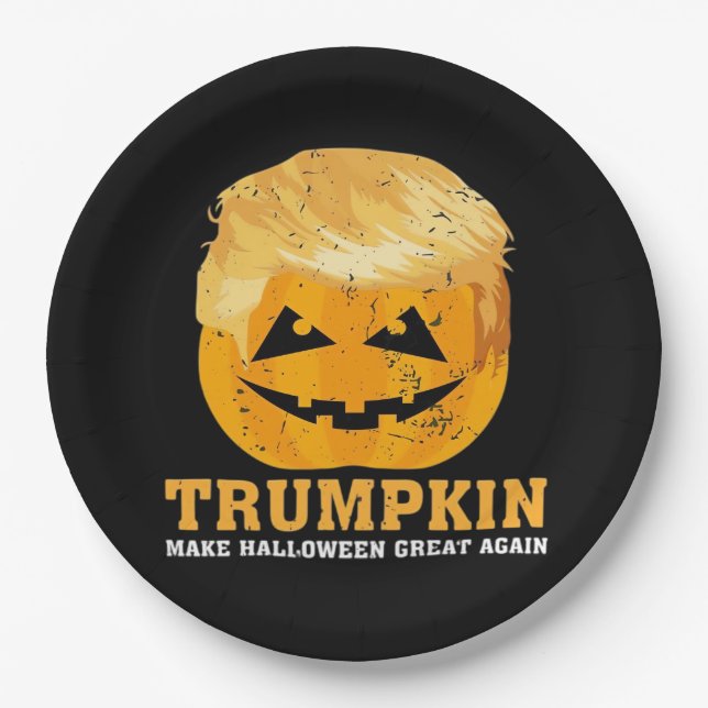 Prato De Papel Engraçada Trumpkin Faz Excelente De Halloween Nova (Frente)