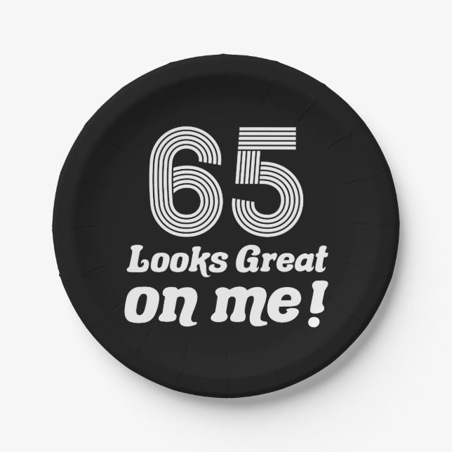 Prato De Papel Engraçado 65º aniversário para ela (Frente)