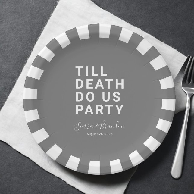 Prato De Papel Engraçado até que a morte nos dê Noivado ou casame (Criador carregado)