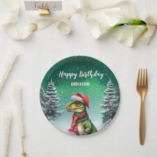 Prato De Papel Engraçado Dino Árvore de Natal meninos festas de n