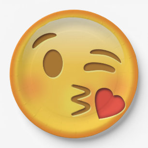 Prato De Papel Engraçado emoji beija papel