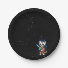 Prato De Papel Engraçado Ficção Científica Kitty Cat Convite Pers