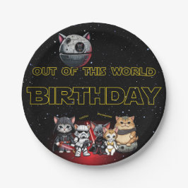 Prato De Papel Engraçado Ficção Científica Kitty Cat Convite Pers