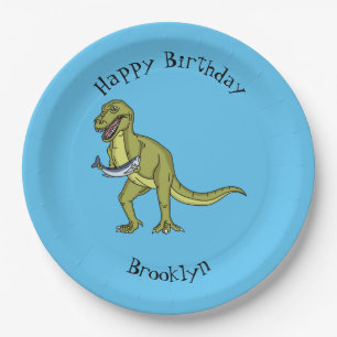 Prato De Papel Engraçado ilustração do dinossauro T rex