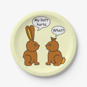 Prato De Papel Engraçado meu bumbum fere coelhos
