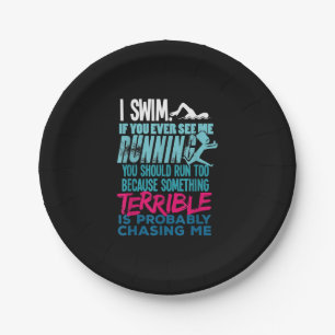 Prato De Papel Engraçado Nadar Presente Um Nadador