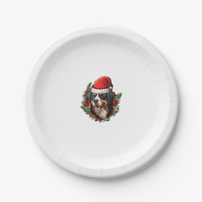 Prato De Papel Engraçado Natal Bernese Mountain Dog (Frente)