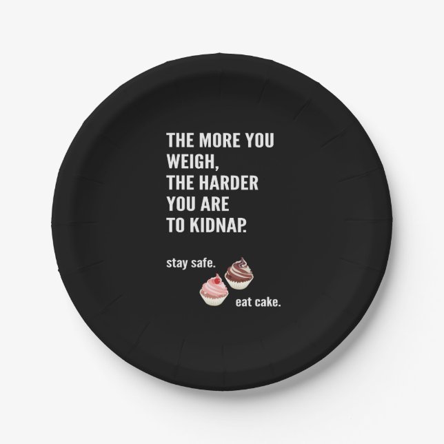 Prato De Papel Engraçado. Placas de papel. CupcakeHumor. (Frente)