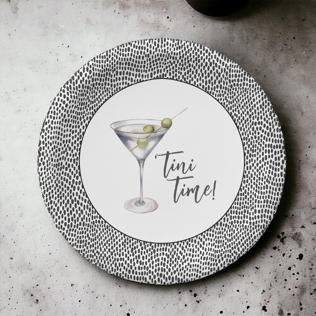 Prato De Papel Engraçado Tini Time Martini Cocktail (Criador carregado)