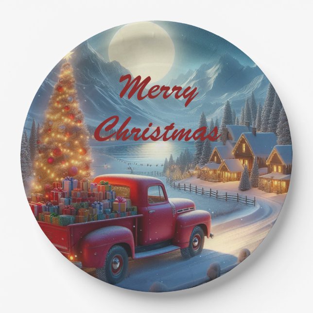 Prato De Papel Entrega da Véspera de Natal Mágica (Frente)