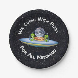 Prato De Papel Entrega de pizza de OVNI personalizável